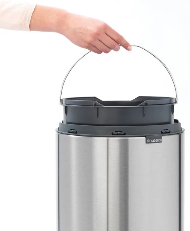 Κάδος Brabantia Touch Bin New 650007, 30 L, αθόρυβο και ομαλό κλείσιμο, γκρι