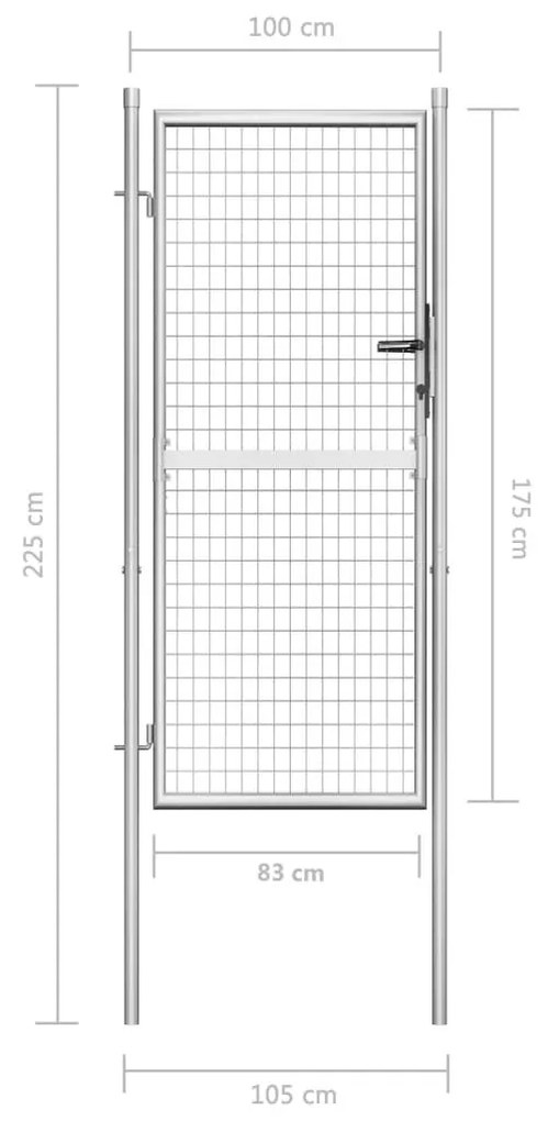 Πόρτα Περίφραξης Ασημί 105 x 225 εκ. από Γαλβανισμένο Χάλυβα - Ασήμι