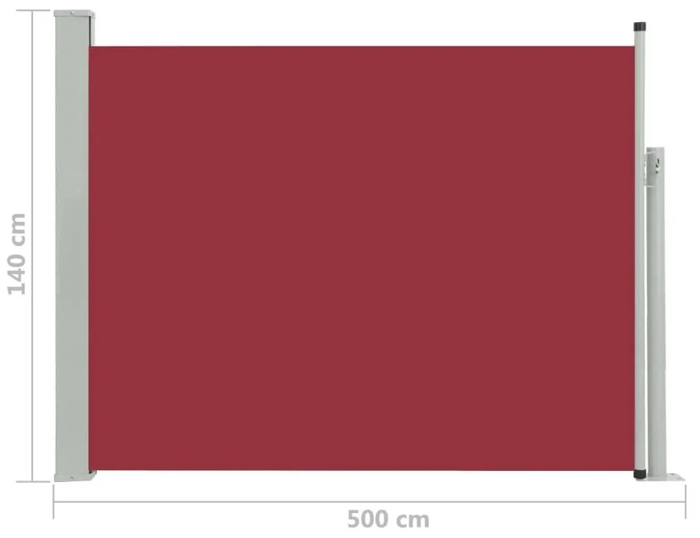Σκίαστρο Πλαϊνό Συρόμενο Βεράντας Κόκκινο 140 x 500 εκ. - Κόκκινο