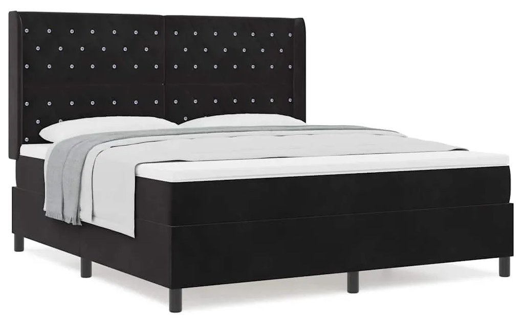 vidaXL Κρεβάτι με ελατήρια με κεφαλάρι Μαύρο 180 x 200 cm Βελούδο
