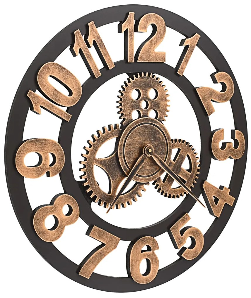 vidaXL Ρολόι Τοίχου Χρυσό / Μαύρο 58 εκ. Μεταλλικό