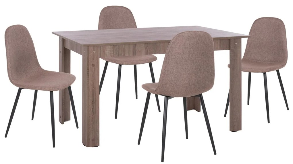 Σετ τραπεζαρίας C11618.07 5 τμχ σε Sonoma oak και Μπέζ ύφασμα