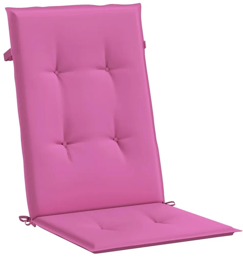 Μαξιλάρια Καρέκλας Κήπου με Πλάτη 2 τεμ. Ροζ 120x50x3εκ. Υφασμα - Ροζ