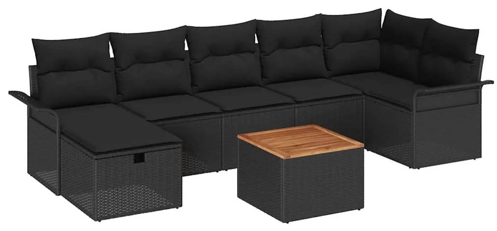 vidaXL Σετ Καναπέ Κήπου 8 pcs Μαύρο συνθετικό ρατάν