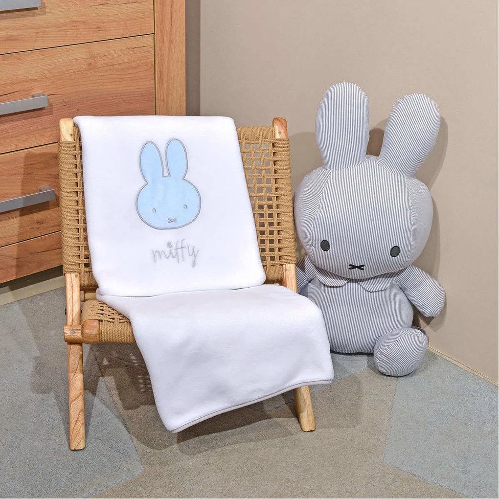 Βρεφική Κουβέρτα Fleece με κέντημα Σιέλ Miffy des.51 100x140εκ. Baby Oliver