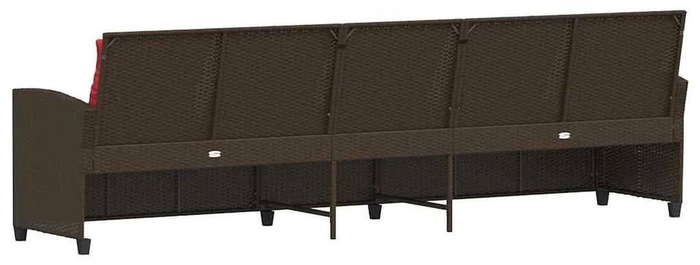 vidaXL Καναπές κήπου 5θέσιος με μαξιλάρια Brown Poly Rattan