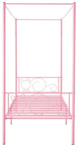 VEVOR Twin Size Canopy Bed Frame Metal Canopy Bed with Headboard &amp; Four Posters