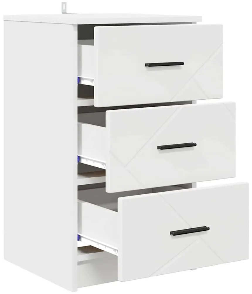 vidaXL Κομοδίνο με συρτάρι Λευκό 38 x 38 x 66 εκ Επεξεργασμένο ξύλο