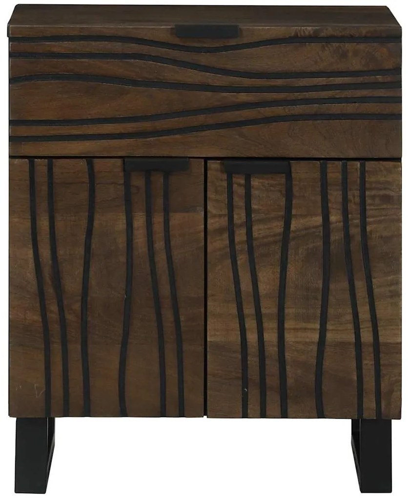 vidaXL Κομοδίνο με συρτάρι Καρυδιά 50 x 33 x 60 εκ Μασίφ ξύλο ακακίας