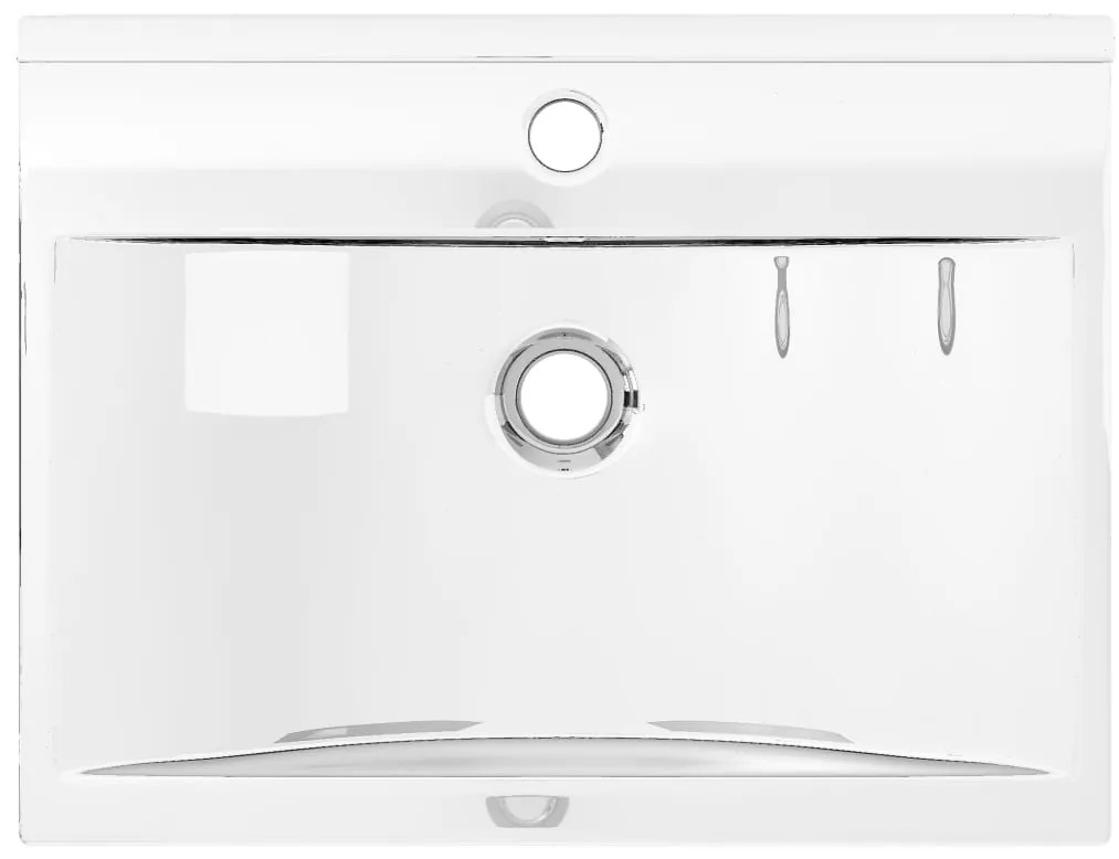 vidaXL Νιπτήρας με Οπή Υπερχείλισης Ασημί 60 x 46 x 16 εκ. Κεραμικός