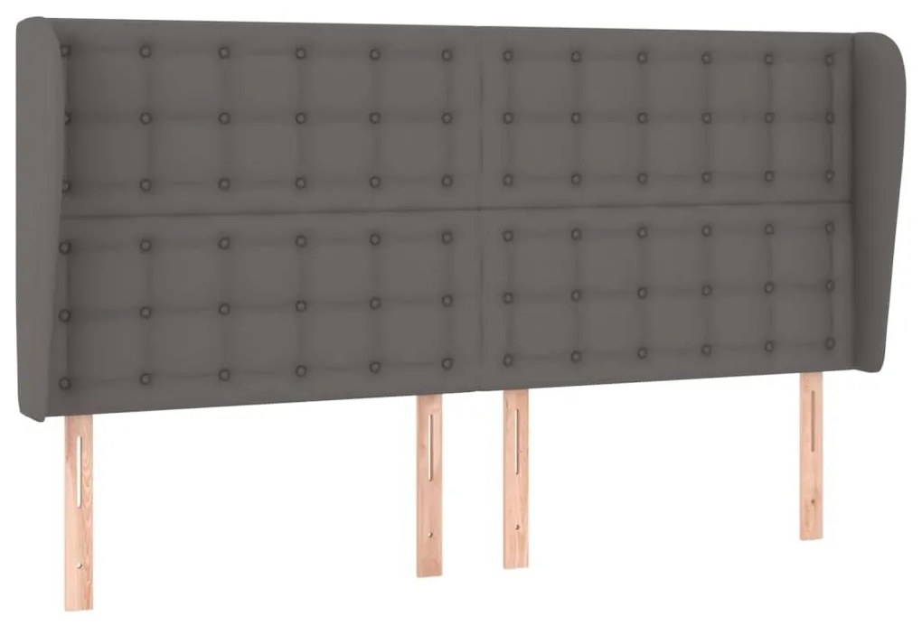 Κεφαλάρι με Πτερύγια Γκρι 203x23x118/128 εκ. Συνθετικό Δέρμα - Γκρι