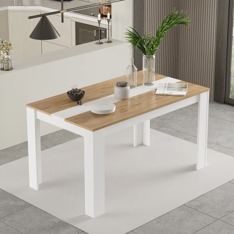 Τραπέζι Sepen pakoworld σε φυσική-λευκή απόχρωση 140x80x74εκ - 176-000194