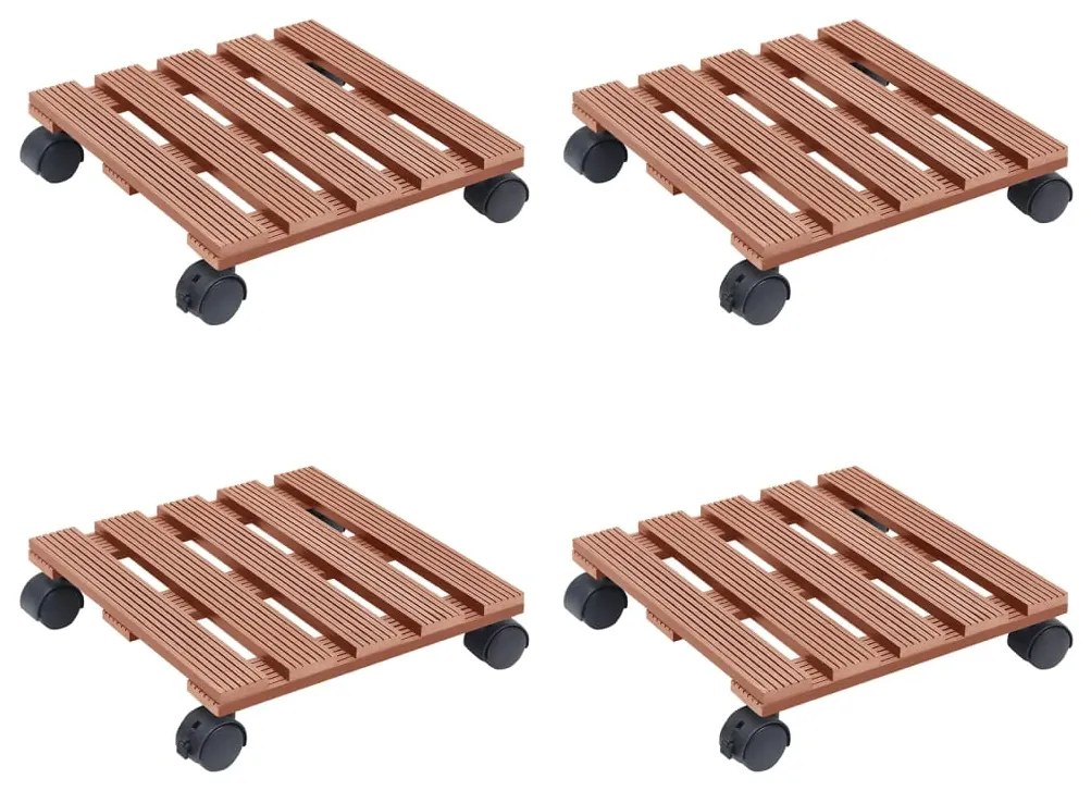 vidaXL Βάσεις για Γλάστρες με Ρόδες 4 τεμ. Καφέ 30x30x7,5 εκ. από WPC