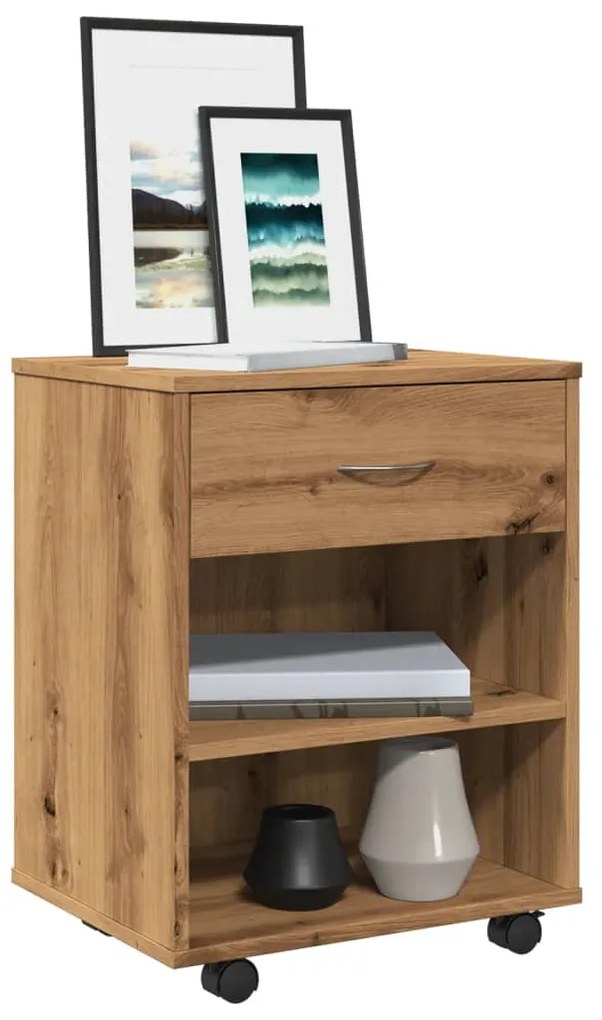 Ντουλάπι Τροχήλατο Αρτισιανή Δρυς 46x36x59 εκ. Επεξεργ. Ξύλο