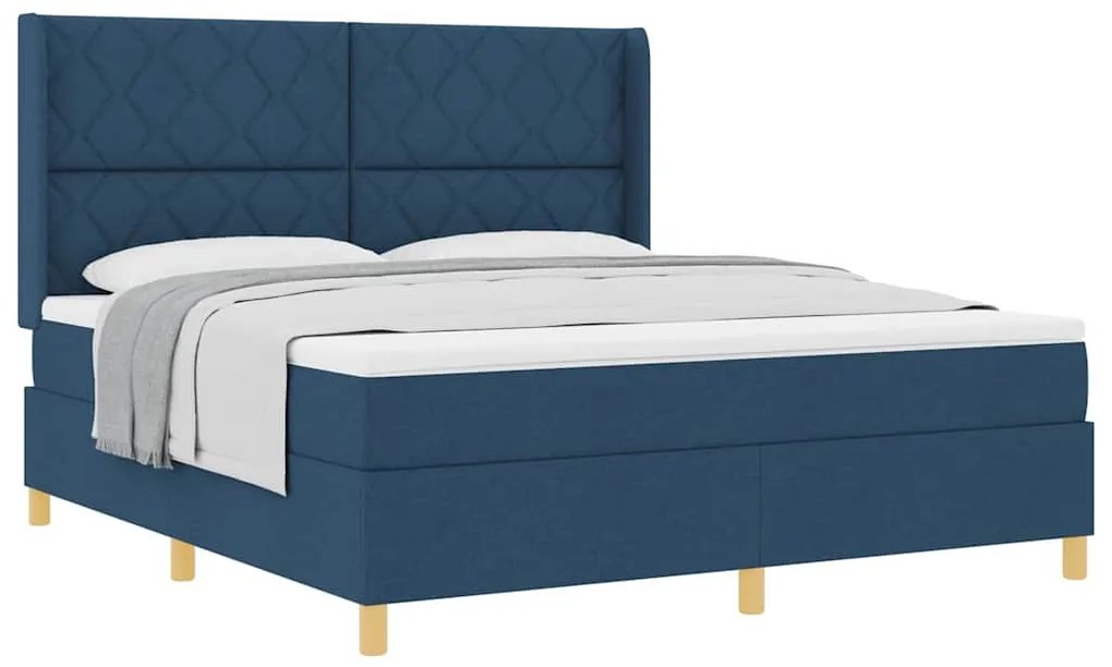 vidaXL Κρεβάτι με ελατήριο με στρώμα Μπλε 180 x 200 cm ύφασμα