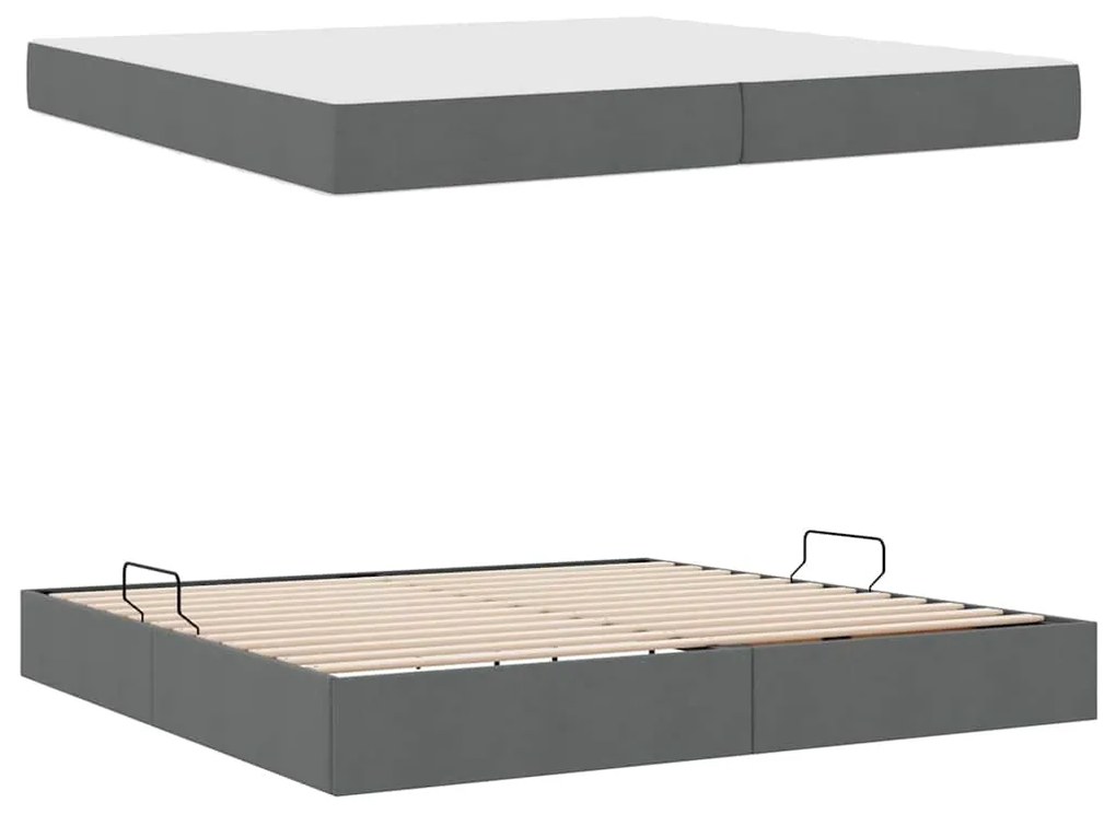 vidaXL Κρεβάτι με αποθηκευτικό χώρο και στρώμα με στρώμα Σκούρο Γκρι