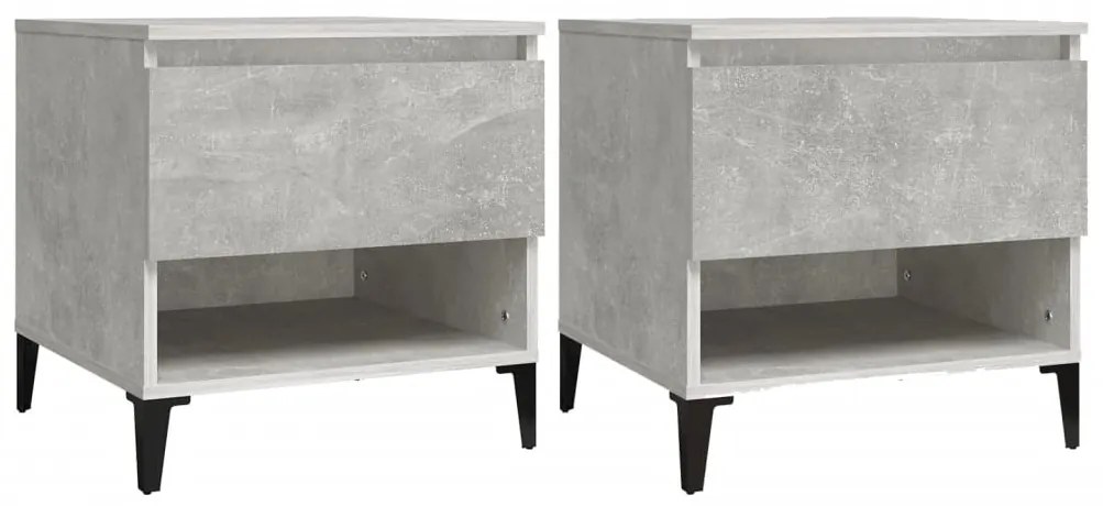 vidaXL Βοηθητικά Τραπέζια 2 τεμ Γκρι Σκυροδ. 50x46x50 εκ. Επεξ. Ξύλο
