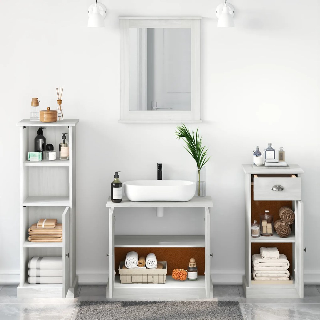 vidaXL Σετ Επίπλων Μπάνιου 3 pcs Λευκό αντικέ 37 x 34 x 110 εκ
