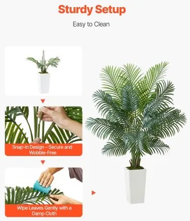 VEVOR 1829 mm Artificial Areca Palm Tree Faux Plant in Pot for Home Office