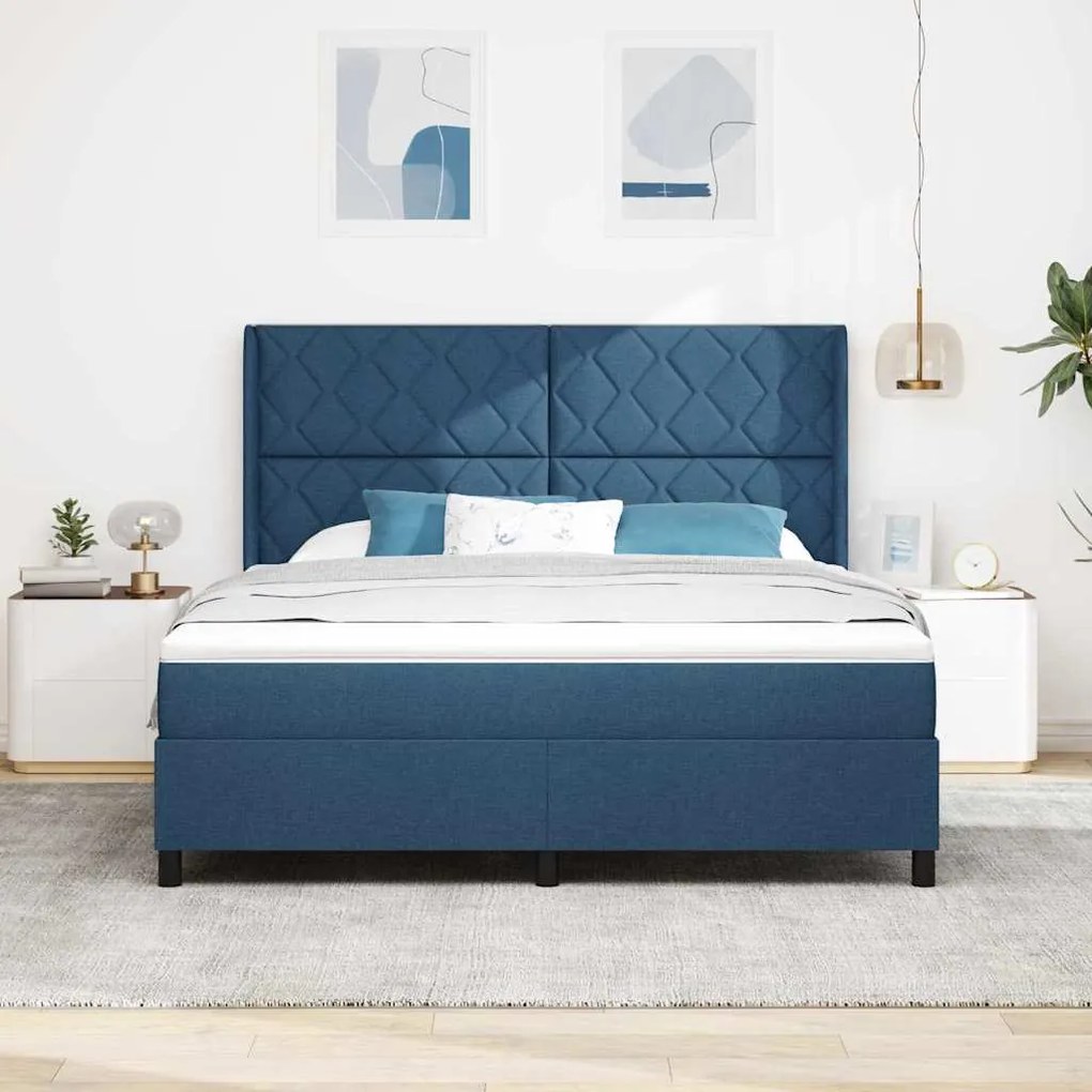 vidaXL Κρεβάτι με ελατήρια με στρώμα Μπλε 180 x 200 cm ύφασμα