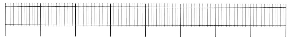 vidaXL Φράχτης Κήπου με Κορυφή Δόρυ Μαύρος Ατσάλινος 1426 x 120 εκ.