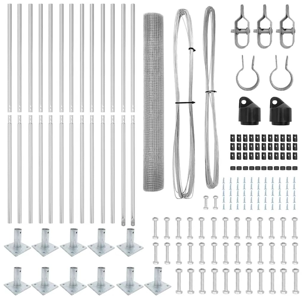 vidaXL Στύλος Περιφράξεων Ασημί 25 x 1,2 m (16 x 16 mm πλέγμα) Ατσάλι