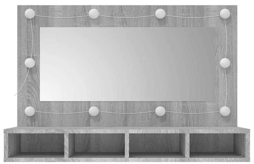 vidaXL Έπιπλο Καθρέπτη με LED Γκρι Sonoma 90x31,5x62 εκ.