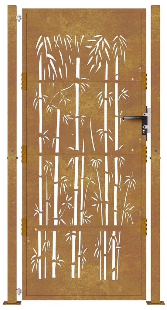 vidaXL Πόρτα Κήπου από Μπαμπού με Σχέδιο Ατσάλι Corten 100 x 200 εκ.