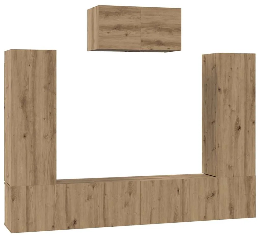 vidaXL Σετ επίπλου τηλεόρασης 7 pcs artisan δρυς 180 x 30 x 120 εκ