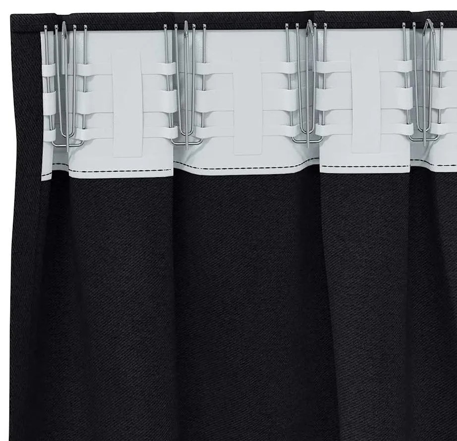 vidaXL Κουρτίνες με κουρτίνες 2 pcs Μαύρο 260x140εκ. Πολυεστέρας