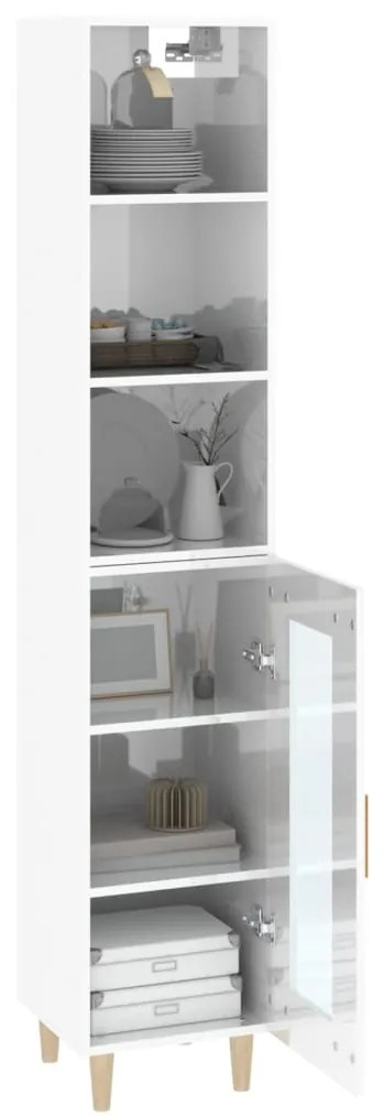 vidaXL Ντουλάπι Γυαλ. Λευκό 34,5 x 34 x 180 εκ. από Επεξεργασμένο Ξύλο