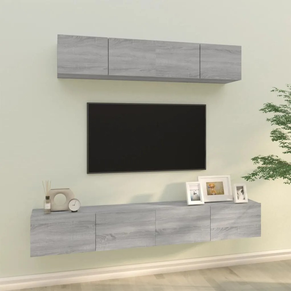 vidaXL Σετ Επίπλων Τηλεόρασης 4 Τεμ. Γκρι Sonoma Επεξεργασμένο Ξύλο