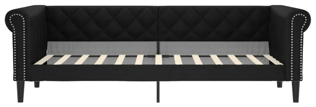 vidaXL Καναπές Κρεβάτι Συρόμενος Μαύρο 90x200 εκ. Συνθ. Δέρμα&amp;Συρτάρια