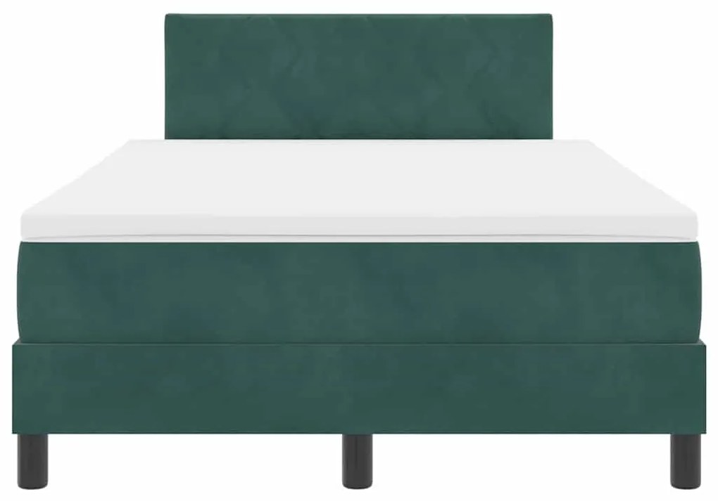 vidaXL Κρεβάτι με ελατήρια Σκούρο πράσινο 120 x 200 cm Βελούδο