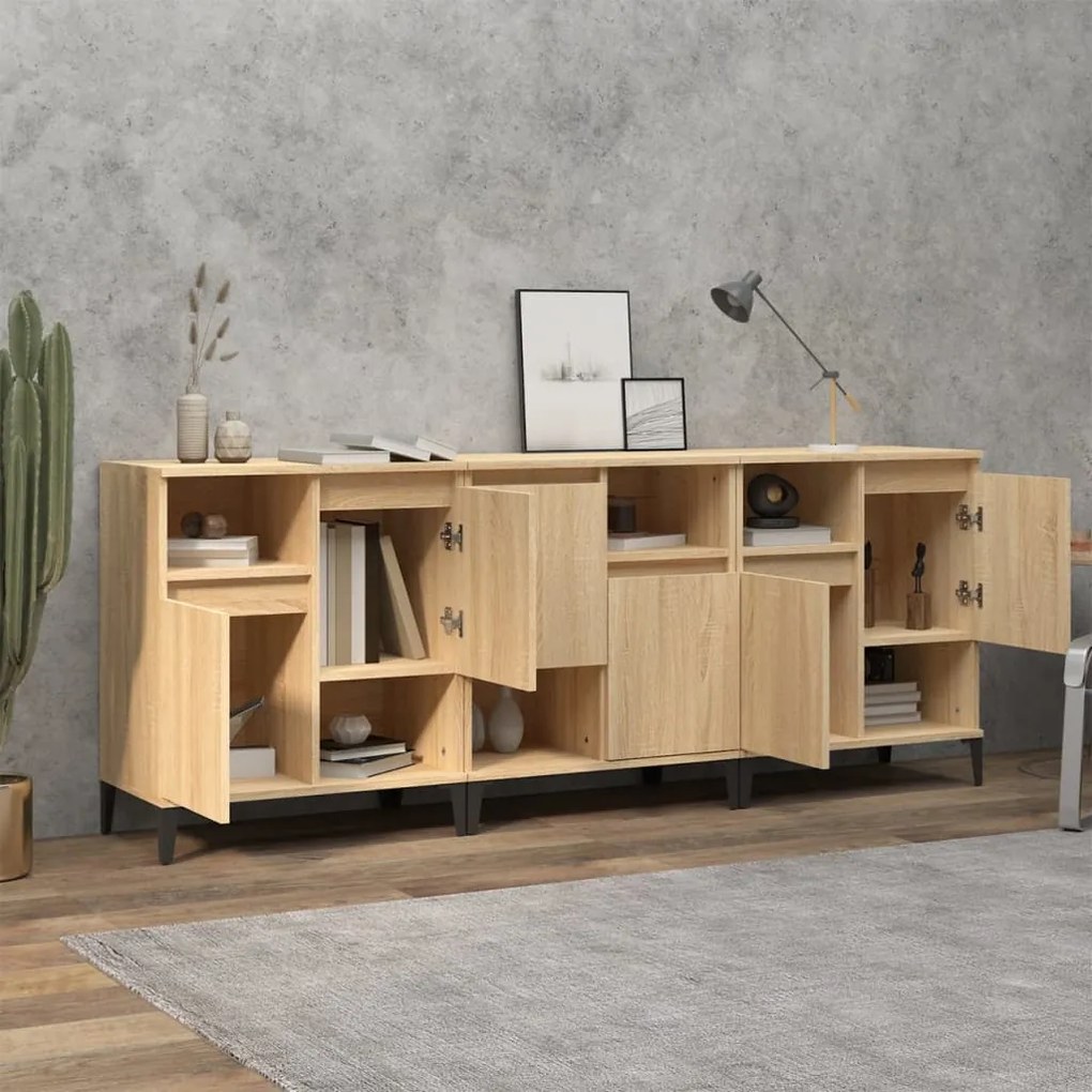 vidaXL Ντουλάπια 3 τεμ. Sonoma Δρυς 60x35x70 εκ. Επεξεργασμένο Ξύλο