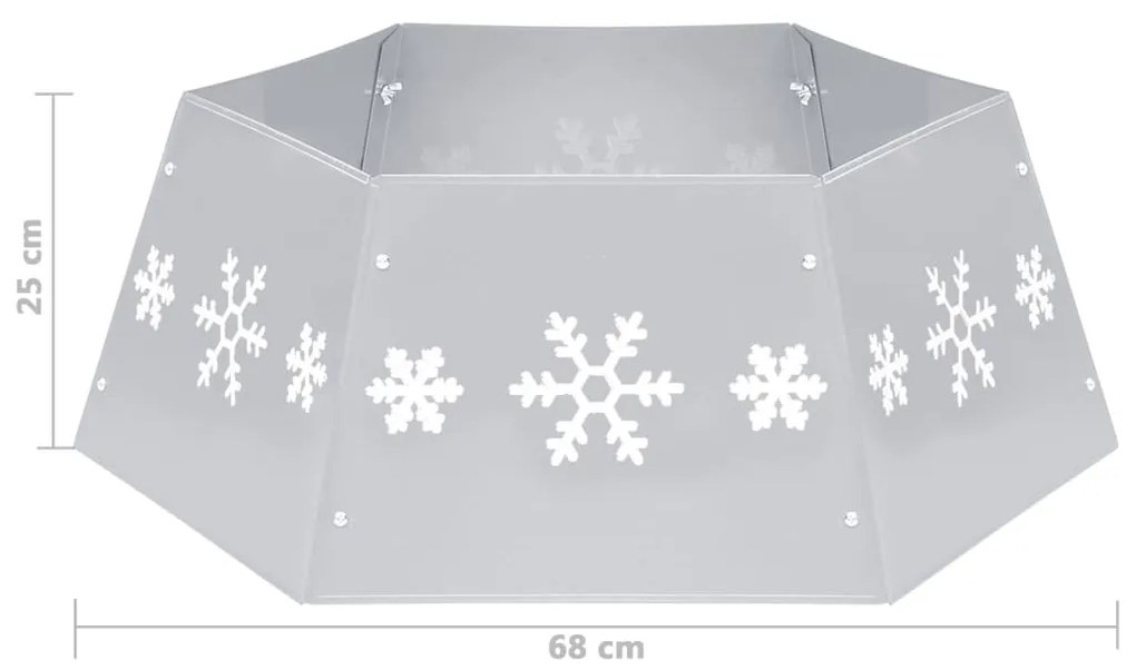 vidaXL Ποδιά Χριστουγεννιάτικου Δέντρου Ασημένια/Λευκή Ø68 x 25 εκ.