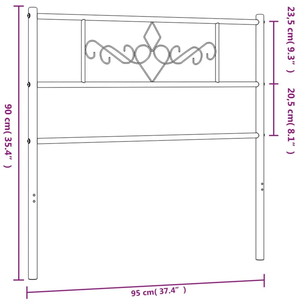 vidaXL Κεφαλάρι Λευκό 90 εκ. Μεταλλικό