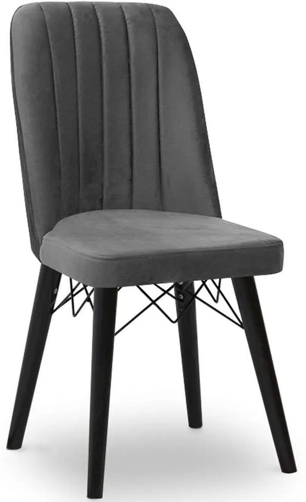 Καρέκλα Τραπεζαρίας Carla 0222816 45x46x90cm Grey-Black Ξύλο,Ύφασμα