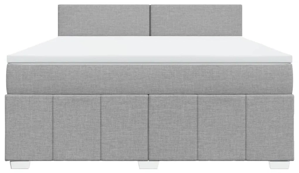 Κρεβάτι Boxspring με Στρώμα Ανοιχτό Γκρι 180x200 εκ. Υφασμάτινο - Γκρι