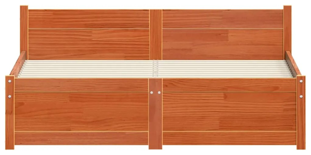 vidaXL Σκελετός Κρεβατιού Καφέ κεριού 135 x 190 cm Μασίφ ξύλο πεύκου