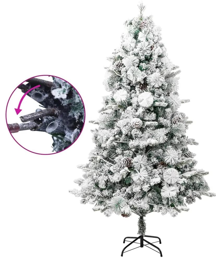 vidaXL Χριστ. Δέντρο Προφωτισμένο 225 εκ με Χιόνι/Κουκουνάρια PVC&PE