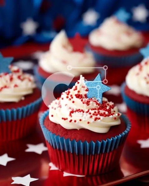 Intra Συλλεκτικό Ξύλινο Παζλ Plywood  4mm - Πατριωτικά Cupcakes με Κόκκινο, Λευκό και Μπλε παγετό Σε Ξύλινο Κουτί - Διαστάσεις: 10x10 cm – 25 κομμάτια