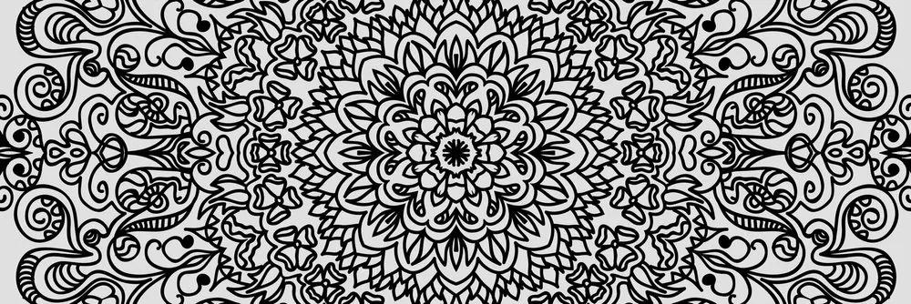 Στολίδι με μοτίβο λουλουδιών σε ασπρόμαυρο - 120x40