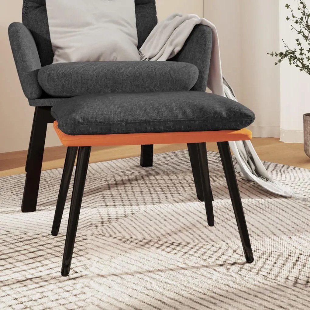 vidaXL Υποπόδιο Σκ. Γκρι&Πορτοκαλί 45x29,5x35 εκ. Ύφασμα & Συνθ. Δέρμα