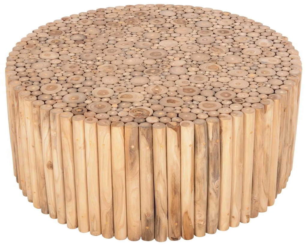 ΤΡΑΠΕΖΙ ΣΑΛΟΝΙΟΥ ΣΤΡΟΓΓΥΛΟ COOTER HM9862 ΚΛΑΔΙΑ TEAK-ΦΥΣΙΚΟ Φ100x40Υεκ.