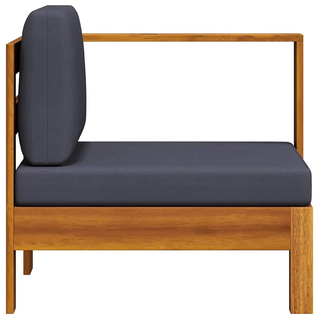 vidaXL Καναπές Μεσαίος με 1 Μπράτσο Σκούρο Γκρι από Μασίφ Ξύλο Ακακίας