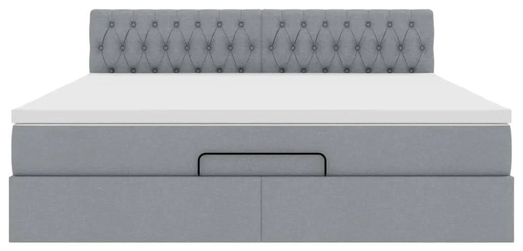 Οθωμανικό κρεβάτι με στρώμα&amp;LEDs Ανοιχτό γκρι 180x200cm ύφασμα 3312409