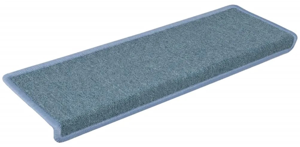 vidaXL Πατάκια Σκαλοπάτια 15 τεμ. 65x21x4 εκ. Θαλασσί με Ορθογώνια Άκρη