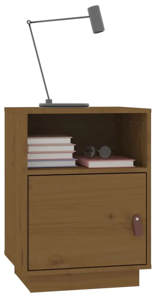 vidaXL Κομοδίνο 2 τεμ. Καφέ Μελί 40x34x55 εκ από Μασίφ Ξύλο Πεύκου