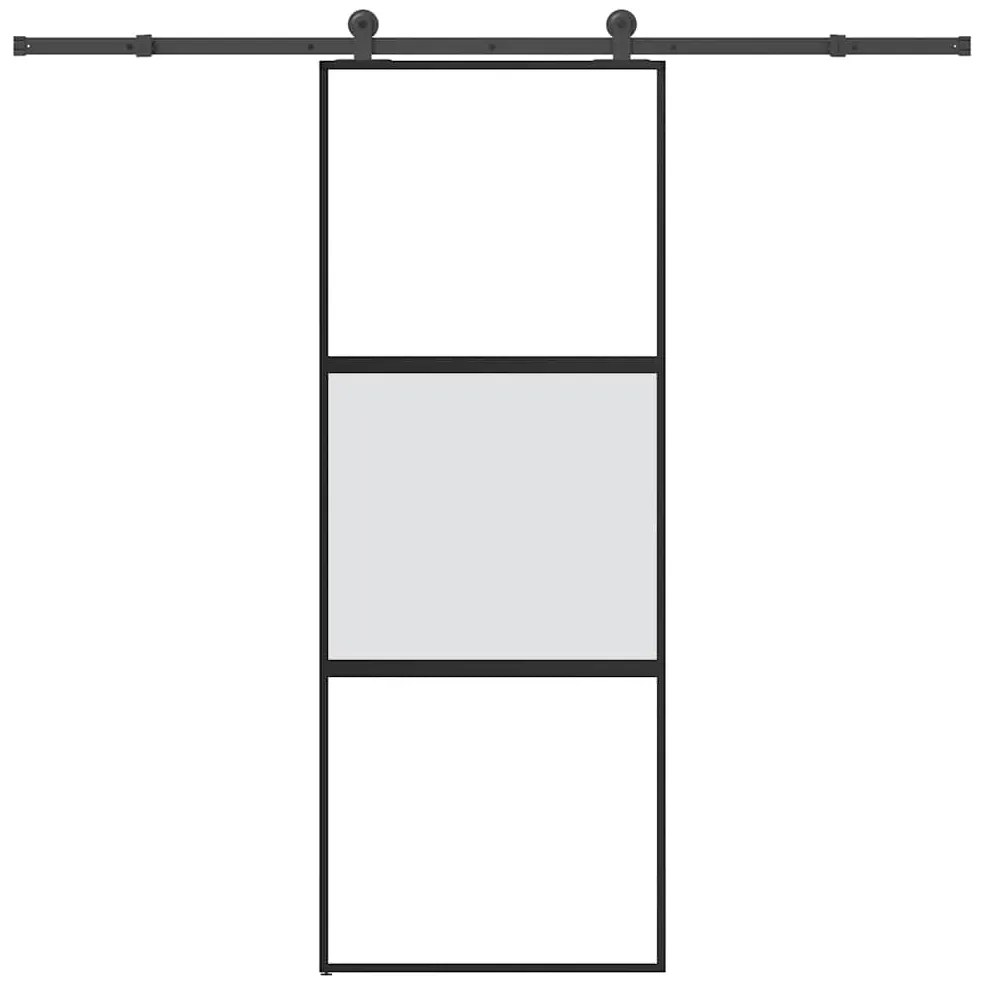 vidaXL Συρόμενη πόρτα με σετ υλικού 76x205 cm από γυαλί&amp;Αλουμίνιο
